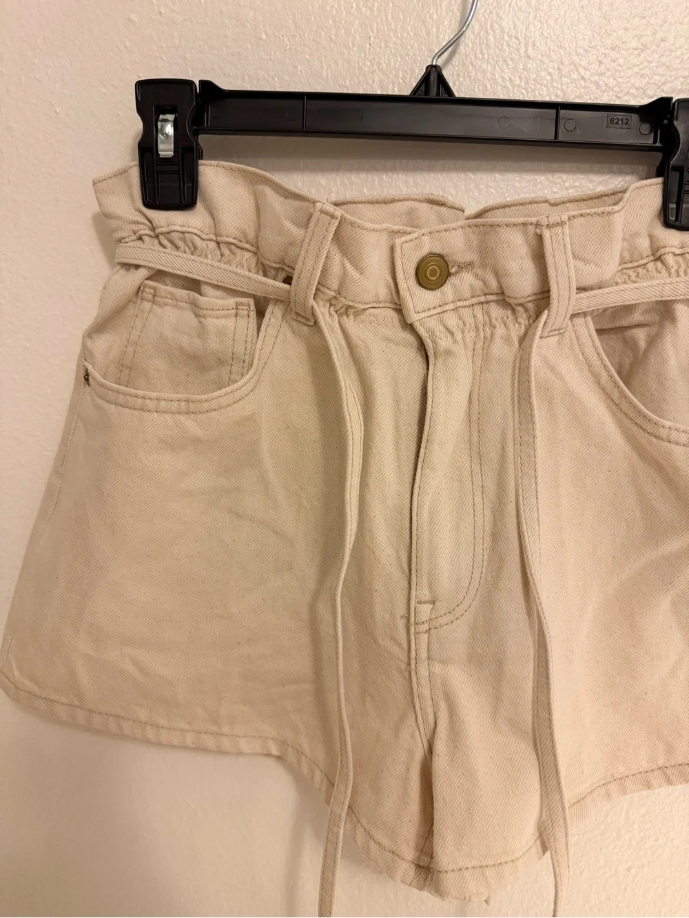 H&M High Rise Paper Bag Denim Shorts